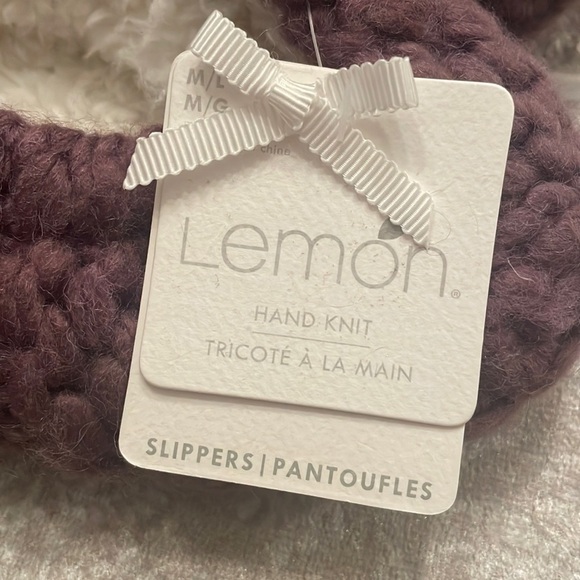 Brand New Lemon Popcorn Pom Pom Ballerina Slippers Knit Slip On Sherpa Purple - Picture 6 of 10